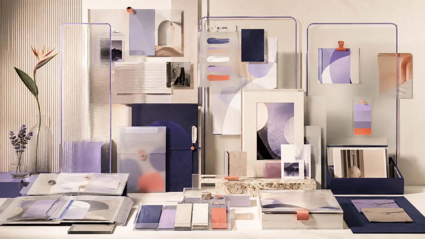 Creative campaign materials and projects arranged as an agency archive.